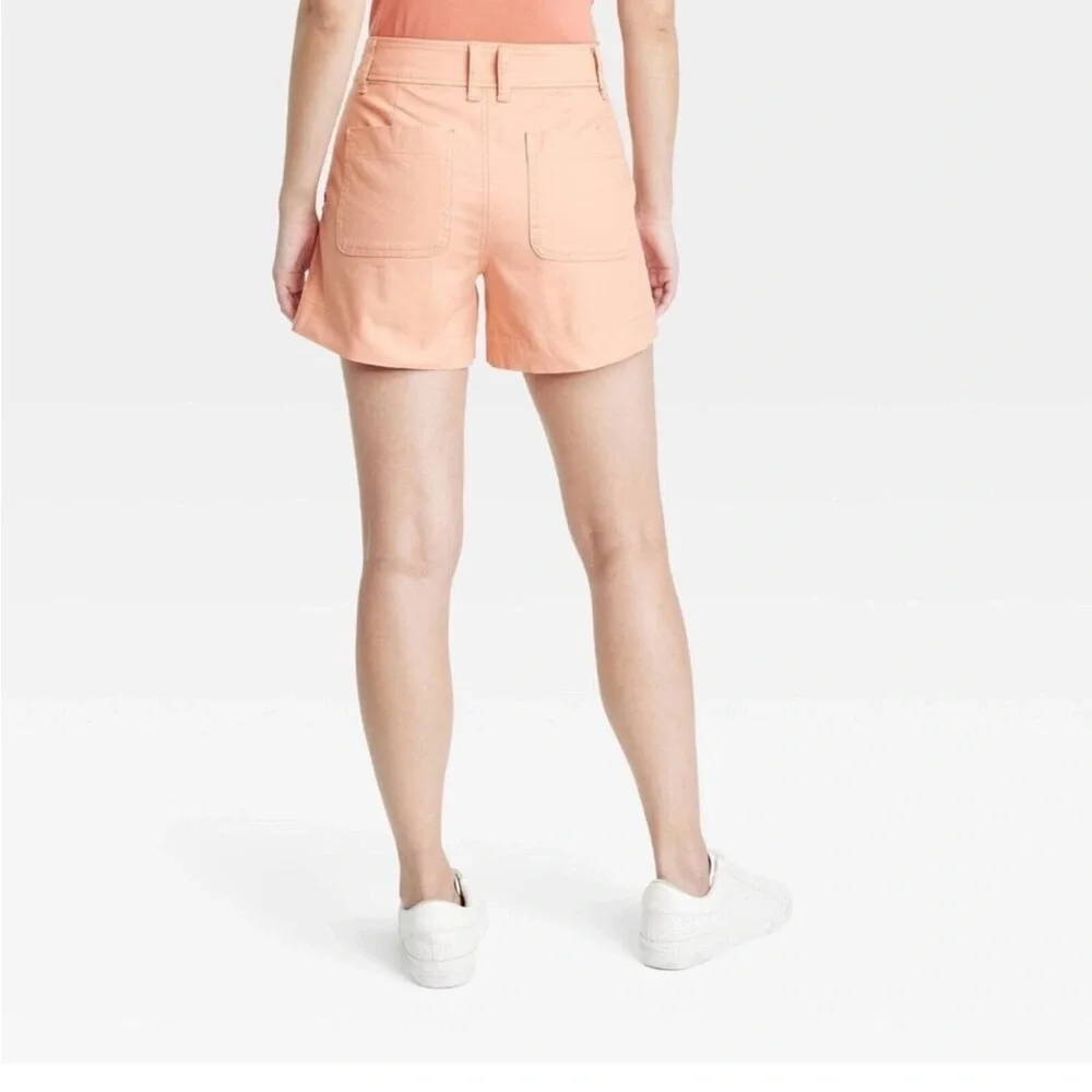 A New Day Women's High-Rise Everyday Shorts Size 2 Peach 98% Cotton/2% Spandex - Picture 3 of 10